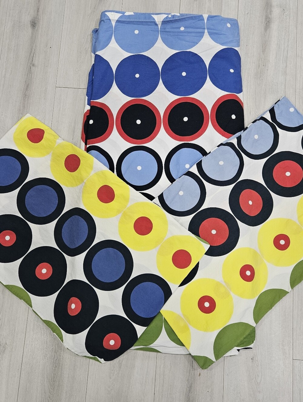 VTG IKEA Tvablad Rund FULL Duvet & STD Shams Mod Dot Scandinavian Pop Art Cotton
